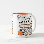 Persoonlijke grappige Halloween-geest leraar mok (Voorkant rechts)