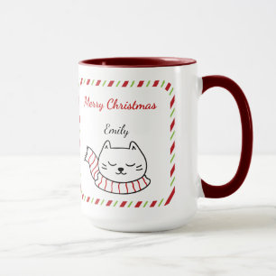 Persoonlijke Grappige Kat Kerstmok Mok