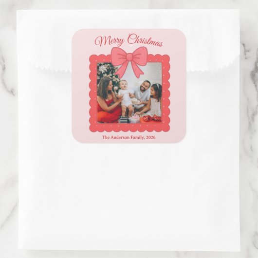 Persoonlijke Grappige Kerst Foto Collage Vierkante Sticker (Tas)