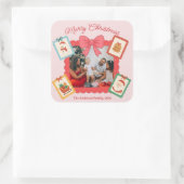 Persoonlijke Grappige Kerst Foto Collage Vierkante Sticker (Tas)