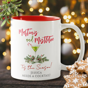 Persoonlijke Grappige Kerst Martini en Mistsprank Tweekleurige Koffiemok