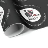 Persoonlijke grappige kerstkat op zwart cadeaupapier (Rol Hoek)