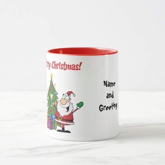 Persoonlijke Grappige Kerstman Cartoon Mok (Midden)