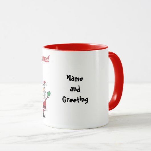 Persoonlijke Grappige Kerstman Cartoon Mok (Voorkant rechts)