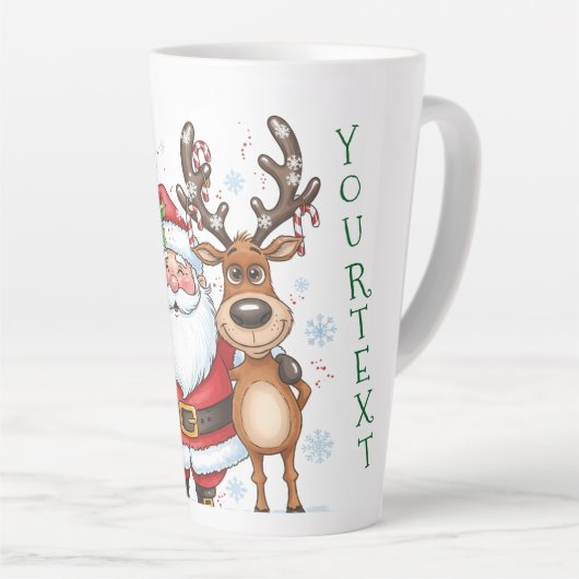 Persoonlijke Grappige Kerstman en Rendier Kerstmis Latte Mok (Rechterhoek)