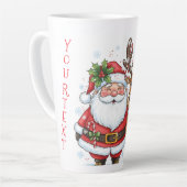 Persoonlijke Grappige Kerstman en Rendier Kerstmis Latte Mok (Linkerhoek)