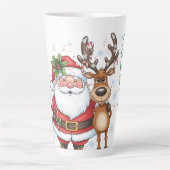 Persoonlijke Grappige Kerstman en Rendier Kerstmis Latte Mok (Voorkant)
