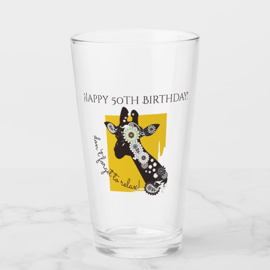 Persoonlijke Grappige Koele Giraffe Verjaardag Glas (Voorkant)