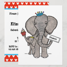 Persoonlijke Grappige Olifant Baby Shower Uitnodig