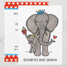 Persoonlijke Grappige Olifant Baby Shower Uitnodig