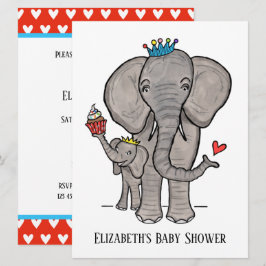 Persoonlijke Grappige Olifant Baby Shower Uitnodig