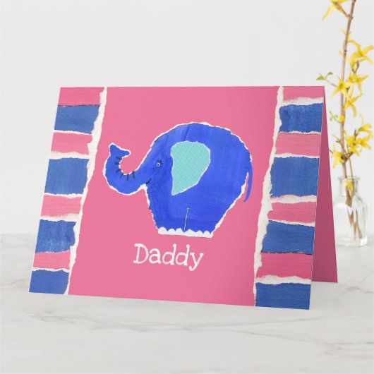 Persoonlijke grappige olifant Vaderdag kaart (Gele Bloem)