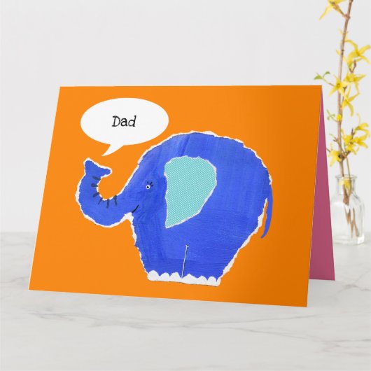 Persoonlijke grappige olifant Vaderdag kaart (Gele Bloem)