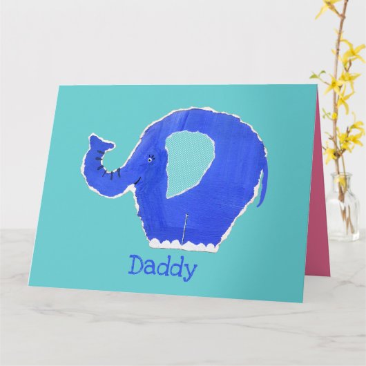 Persoonlijke grappige olifant Vaderdag kaart (Gele Bloem)