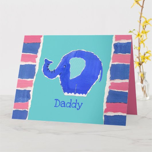 Persoonlijke Grappige Olifant Vaderdag Kaart (Gele Bloem)