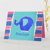 Persoonlijke Grappige Olifant Verjaardags Kaart (Gele Bloem)