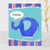 Persoonlijke Grappige Olifant Verjaardags Kaart (Gele Bloem)