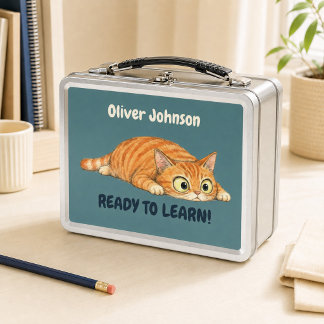 Persoonlijke Grappige Oranje Kat Donker Teal Metaa