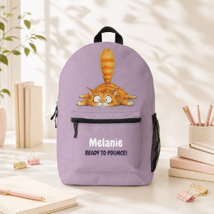 Persoonlijke Grappige Oranje Kat Mauve Meisjes Rug Bedrukte Rugzak