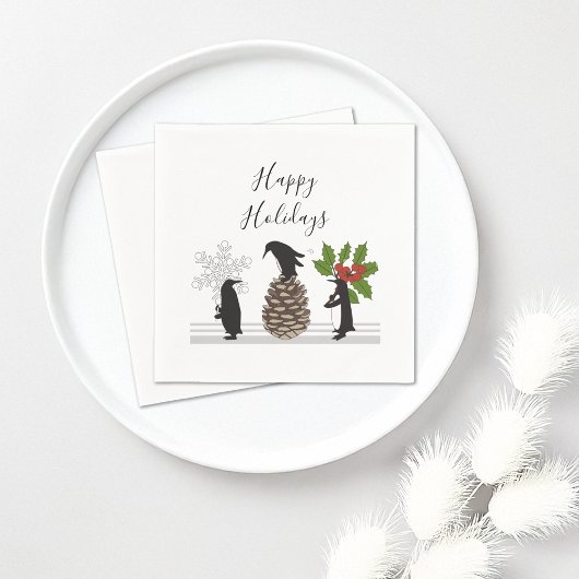 Persoonlijke Grappige Pinguïn Kerst Servet