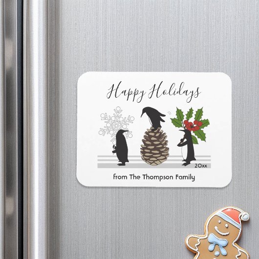 Persoonlijke Grappige Pinguïn Kerstmis Magneet