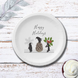 Persoonlijke Grappige Pinguïns Kerstmis Papieren Bordje