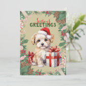 Persoonlijke Grappige Puppy Kerstkaart (Staand voorkant)