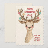 Persoonlijke Grappige Rendier Geweih Kerstkaart (Voorkant / Achterkant)