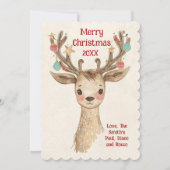 Persoonlijke Grappige Rendier Geweih Kerstkaart (Voorkant)