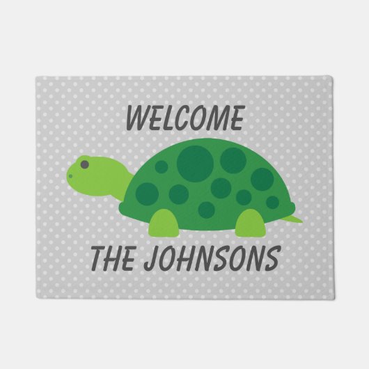 Persoonlijke grappige schildpad polkadot welkom de deurmat (Voorkant)