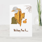 Persoonlijke grappige skelet Halloween-groet Kaart (Voorkant)