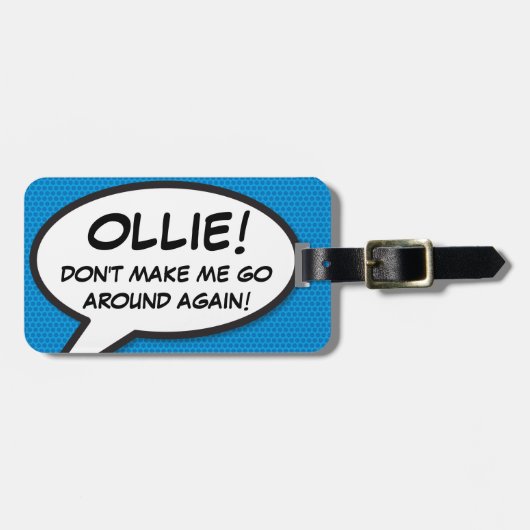 Persoonlijke Grappige Stripboek Blauwe Citaat Bagagelabel (Voorkant horizontaal)