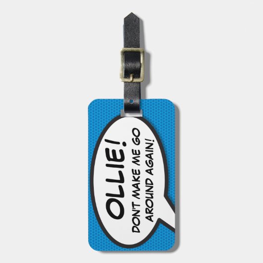 Persoonlijke Grappige Stripboek Blauwe Citaat Bagagelabel (Voorkant verticaal)