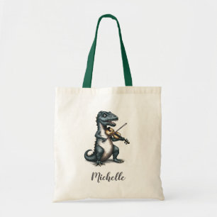 Persoonlijke Grappige T-Rex Dinosaurus die Viool S Tote Bag