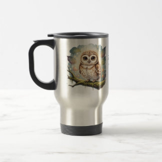 Persoonlijke grappige uil mok, Whimsical bosdier Reisbeker