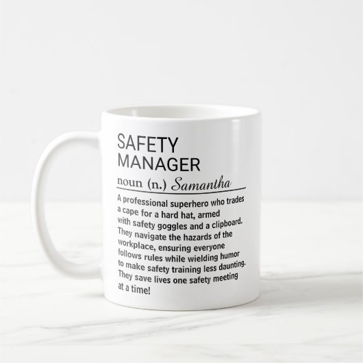 Persoonlijke Grappige Veiligheidsmanager Definitie Koffiemok (Links)
