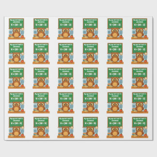 Persoonlijke grappige wiskundeliefhebber humor uil cadeaupapier