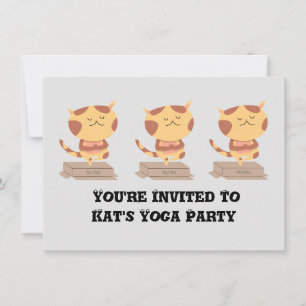 Persoonlijke Grappige Yoga Kat in een Doos Uitnodi Kaart