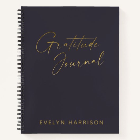 Persoonlijke Gratitude-Journal in Indigo Blue Gold Notitieboek (Voorkant)