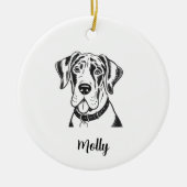 Persoonlijke Great Dane-hond Kerstmis Keramisch Ornament (Voorkant)