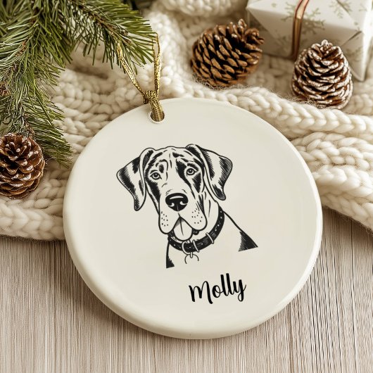 Persoonlijke Great Dane-hond Kerstmis Keramisch Ornament