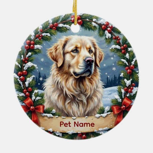 Persoonlijke Great Pyrenees Kerstmis Keramisch Ornament (Achterkant)