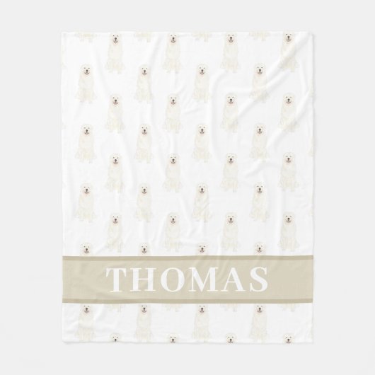 Persoonlijke Great Pyrenees Roze & Wit Fleece Deken (Voorkant)