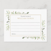 Persoonlijke Greenery Funeral Share A Memory Kaart (Voorkant)