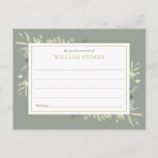 Persoonlijke Greenery Funeral Share A Memory Kaart (Voorkant)