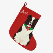 Persoonlijke grenscollie grote kerstsok (Voorkant (Hangend))