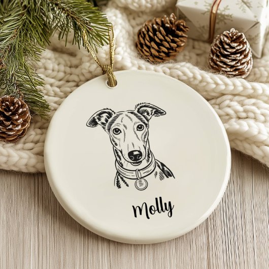 Persoonlijke Greyhound-hond Kerstmis Keramisch Ornament