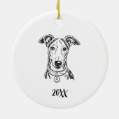 Persoonlijke Greyhound-hond Kerstmis Keramisch Ornament (Achterkant)