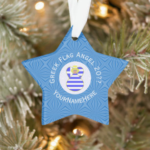 Persoonlijke Griekse Blonde Engel Hanukkah Vlag Ornament
