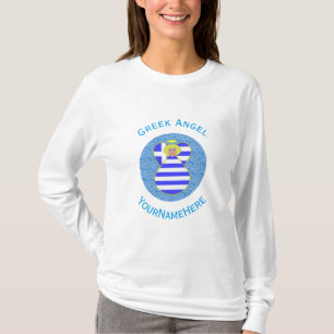 Persoonlijke Griekse blonde engel vlag T-shirt